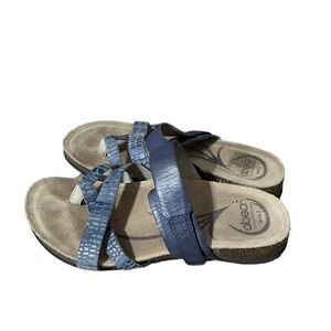 Abeo Women’s Bryce Posted Heel Sandals Size 6.5 Narrow Blue Leather Straps